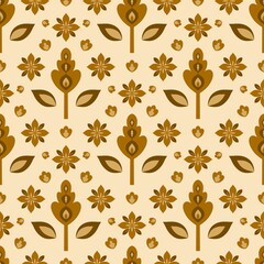 Gold Floral Abstract Seamless Repeat Pattern