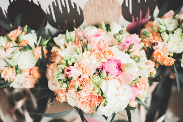 Wonderful luxury wedding bouquet of different flowers
