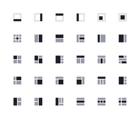 Layout grid icon set. Two-color set size 24x24. Vector illustration.