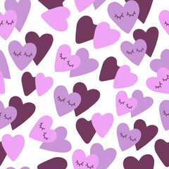 Seamless pattern with valentine hearts, sketch drawing for your design