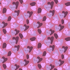 Seamless pattern with valentine hearts, sketch drawing for your design