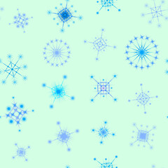 Seamless pattern, beautiful variety of snowflakes