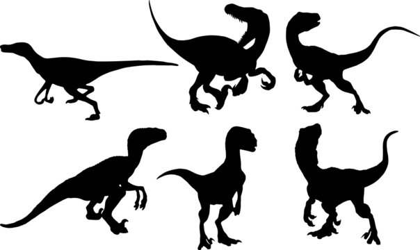 Velociraptor Dinosaur Silhouettes SVG