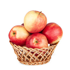 Red apple basket isolated on a white background