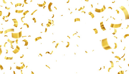 Vector illustration defocused gold confetti isolated on a transparent background.