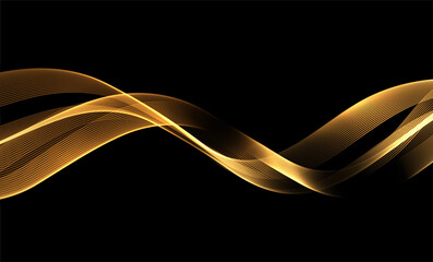 Abstract Waves. Shiny moving lines design element on dark background for greeting card and disqount voucher.