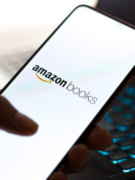West Bangal, India - December 05, 2021 : Amazon Books logo on phone screen stock image.
