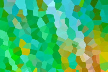 Fototapeta na wymiar Mixed chaotic green, blue and orange glass pieces texture