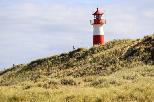 Red and White lighthouse in Sylt Germany