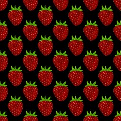 Watercolor Strawberries Seamless Repeat Pattern