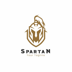 Spartan helmet logo design vector. Knight helmet logo