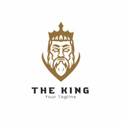 The king logo design. King crown mascot logo.