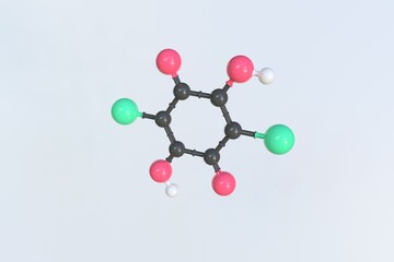 Chloranilic acid molecule, scientific molecular model, looping 3d animation
