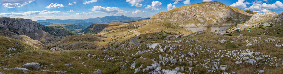 Beautiful view of the surroundings of Mount Saddle in the Durmitor National Park in Montenegro in autumn.