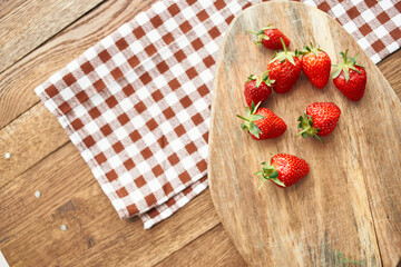 fresh strawberry summer fruit vitamins dessert checkered tablecloth