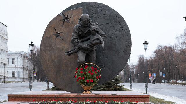 monument to the soldier vs terrorism in Beslan city