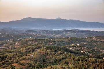Fototapeta premium Sunset view over western coast of Corfu , Greece.