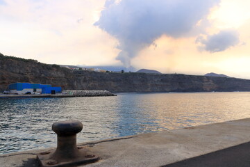 view to the Cumbre Vieja volcano in Tazacorte, La Palma, Canary Islands, Spain