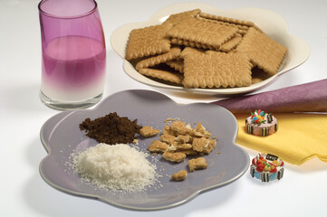 Butter cracker, cocoa and coconut