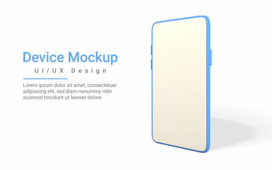 Realistic smartphone mockup. Mobile phone display. 3D template illustration. Vector illustration