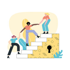 support girls in stairs