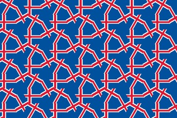 Geometric pattern in the colors of the national flag of Iceland. The colors of Iceland.