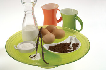 egg, milk cacoo and sugar