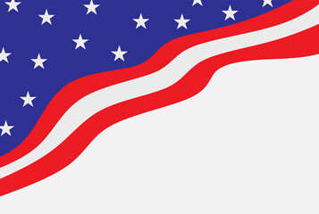 Abstract background with American flag theme with waving line and some stars pattern and some copy space area