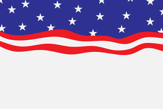 Abstract background with American flag theme with waving line and some stars pattern and some copy space area