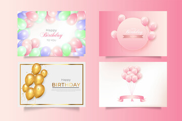 birthday wish set with pink balloons golden balloon