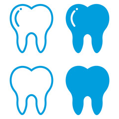 Set of teeth. Simple flat and outline illustrations. 