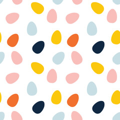 Vector seamless simple pattern with decorative eggs. Easter holiday background for printing on fabric, scrapbooking paper, gift wrap and wallpaper.