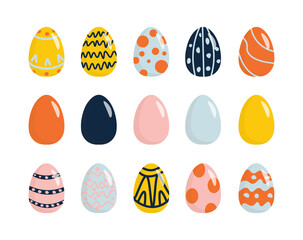 Easter eggs for banner design. Festive event banner. Invitation card, banner. Happy easter, decorated easter card, banner. Vector illustration.