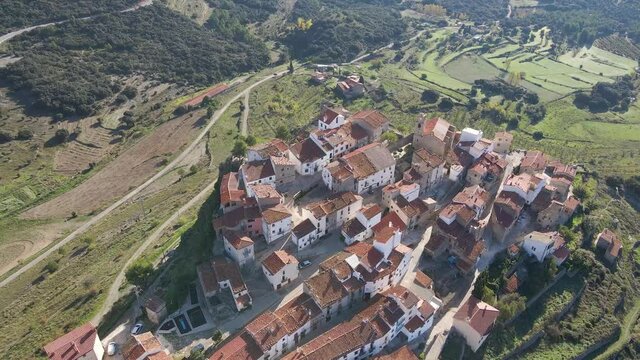 Drone flying over Xodos, Castellon, Valencia, Spain.