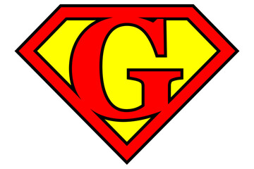 Superhero letter g, super g letter, vector illustration