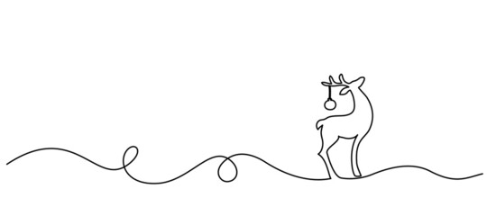 Merry Christmas decoration. Wavy line with Christmas deer