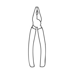 Plier doodle icon in vector. Hand drawn plier icon in vector