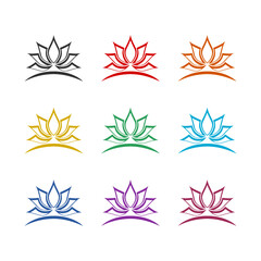 Lotus flower logo icon isolated on white background