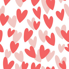 Hand drawn doodle hearts seamless pattern. Valentine's day heart illustrations. Vector illustration