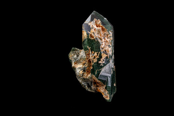 macro Axinite mineral stone on a black background