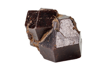 Macro stone Grossular mineral on white background