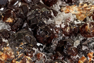Macro stone mineral Sphalerite on a white background