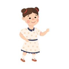 Little Girl Reaching Hand Supporting and Comforting Someone Vector Illustration