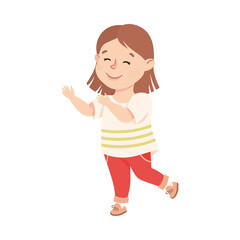 Little Girl Reaching Hand Supporting and Comforting Someone Vector Illustration