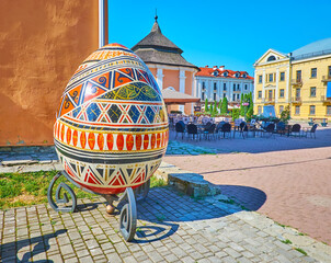 The Easter egg installation, Polish Market square, Kamianets-Podilskyi, Ukraine