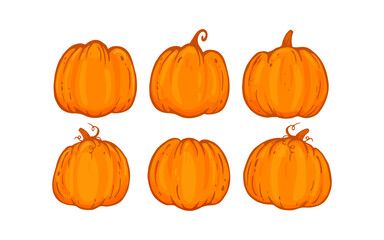 Set of pumpkins isolated on white background with cartoon style. Illustration of pumpkin