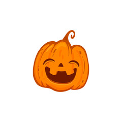 cartoon funny halloween pumpkin isolated on white, jack o lantern