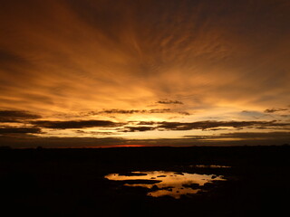 Sunset scenery at Moringa Waterhole, Etosha National Park, Namibia