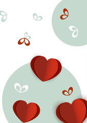 Valentine's hearts. Paper flying elements on a white background. Vector love symbols in the shape of a heart for Happy Women's, Mother's Day, Valentine's Day, greeting card