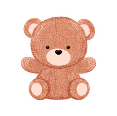 Cute funny little baby bear toy. Vector cartoon kawaii hand drawn pencil style character illustration. Funny happy bear,kids,baby,childish character print for clothing,card,t shirt,logo,poster concept